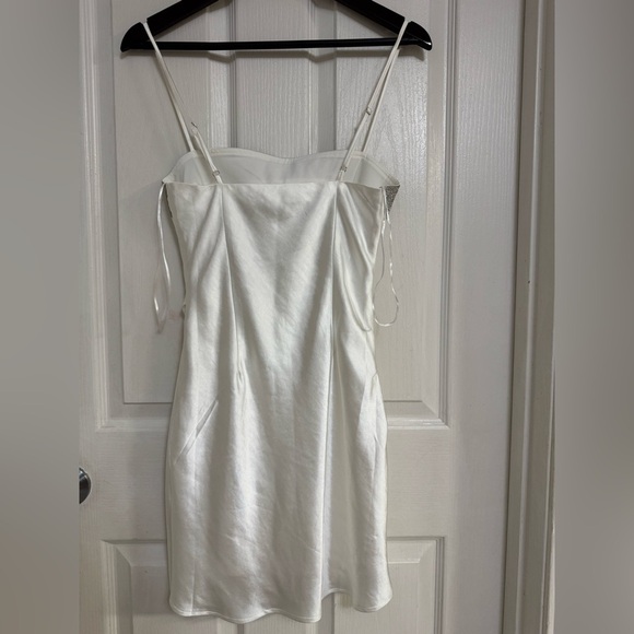 Klesis White Satin Mini Dress – Rhinestone Detail – Size M - Picture 4 of 14